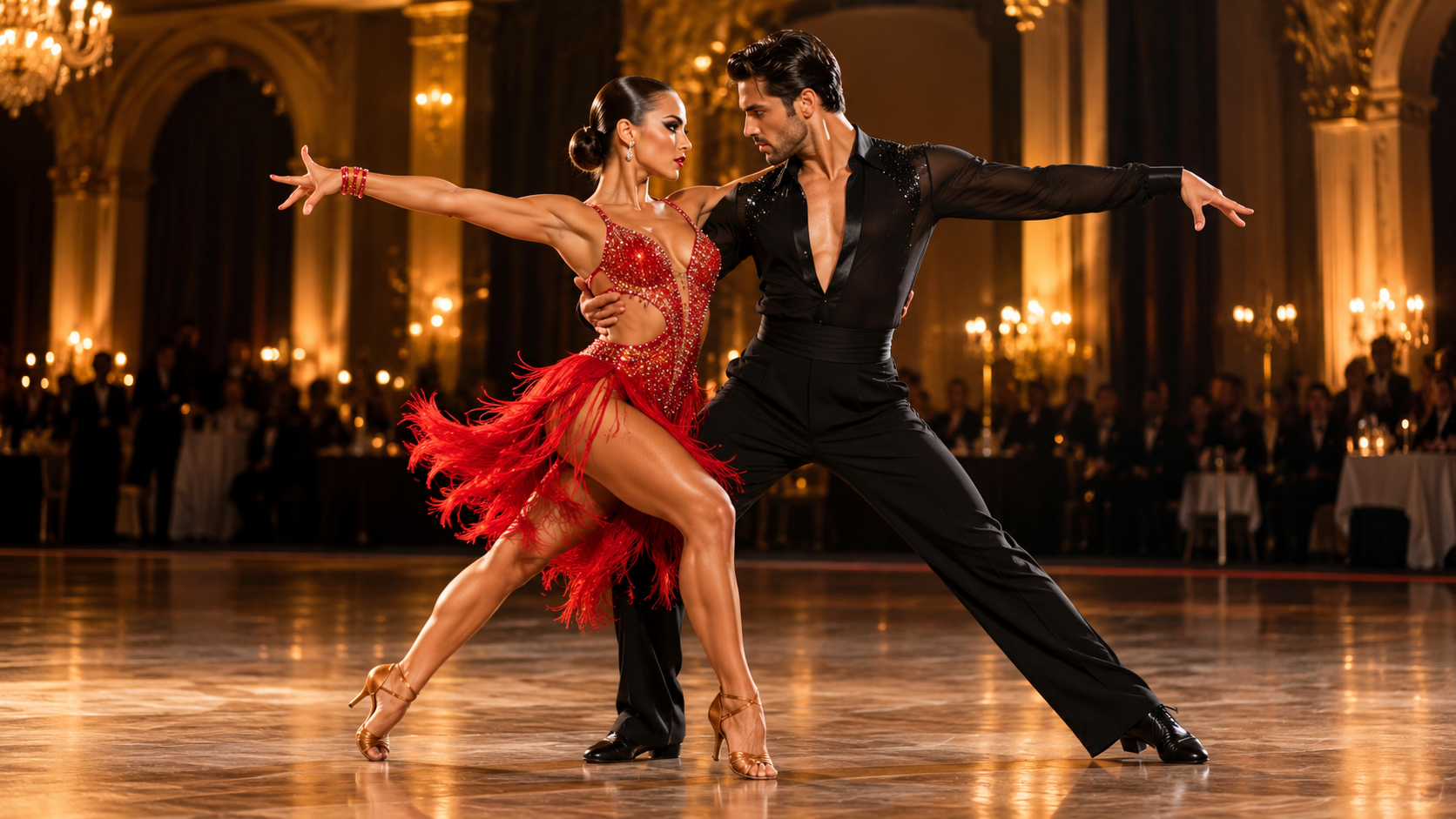 Energetic Latin American Ballroom dancing