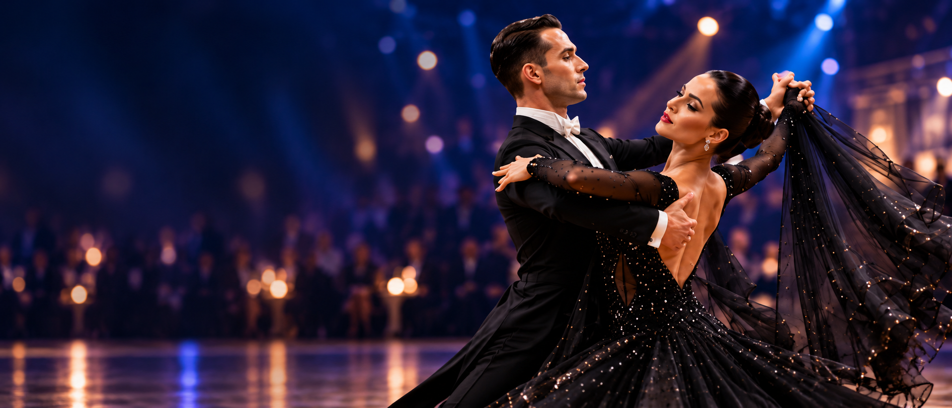 Ballroom dancing under stage lights