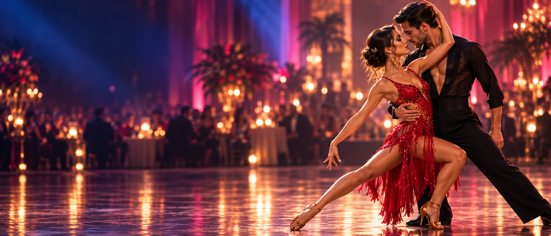 Latin dancing in candlelight